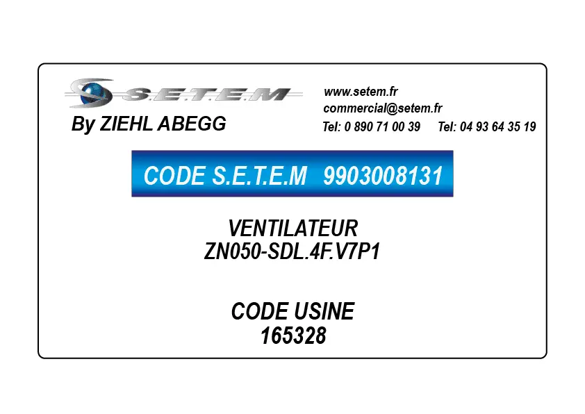 9903008131-VENTILATEUR ZIEHL ABEGG ZN050-SDL.4F.V7P1 *165328*