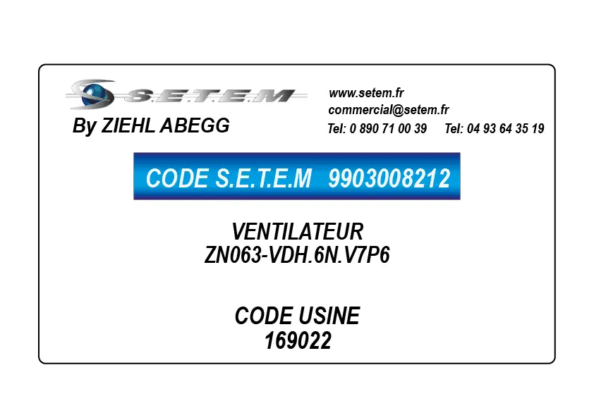 9903008212-VENTILATEUR ZIEHL ABEGG ZN063-VDH.6N.V7P6 *169022*