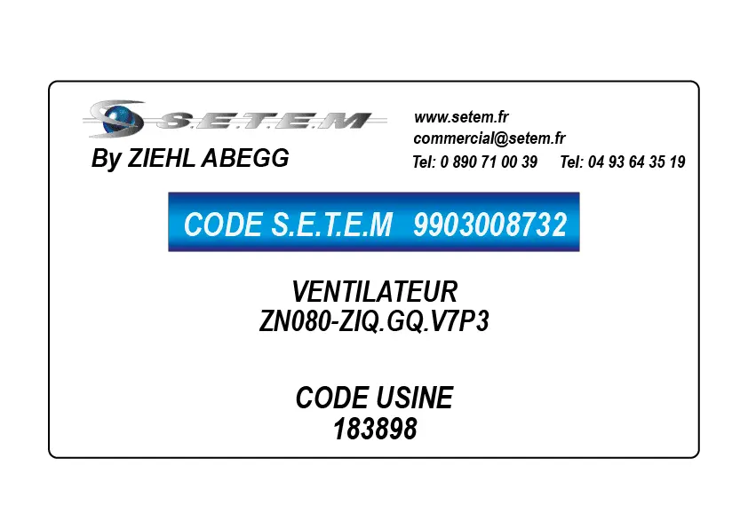 9903008733-VENTILATEUR ZIEHL ABEGG ZN080-ZIH.GL.V7P3 *183908*
