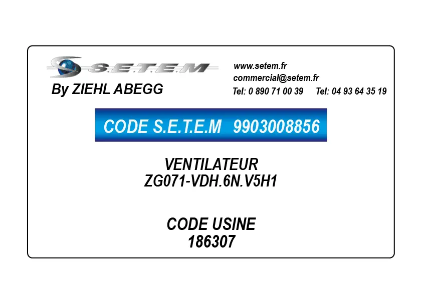 9903008857-VENTILATEUR ZIEHL ABEGG ZG071-6EL.6F.V5N1 *186368*