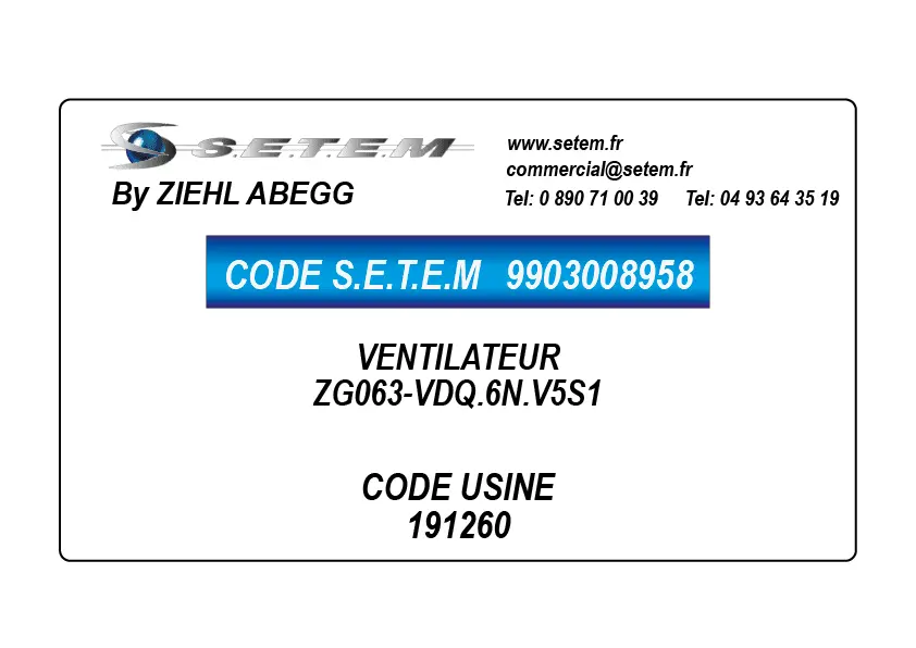 9903008959-VENTILATEUR ZIEHL ABEGG ZG063-SDL.6N.V5U1 *191261*