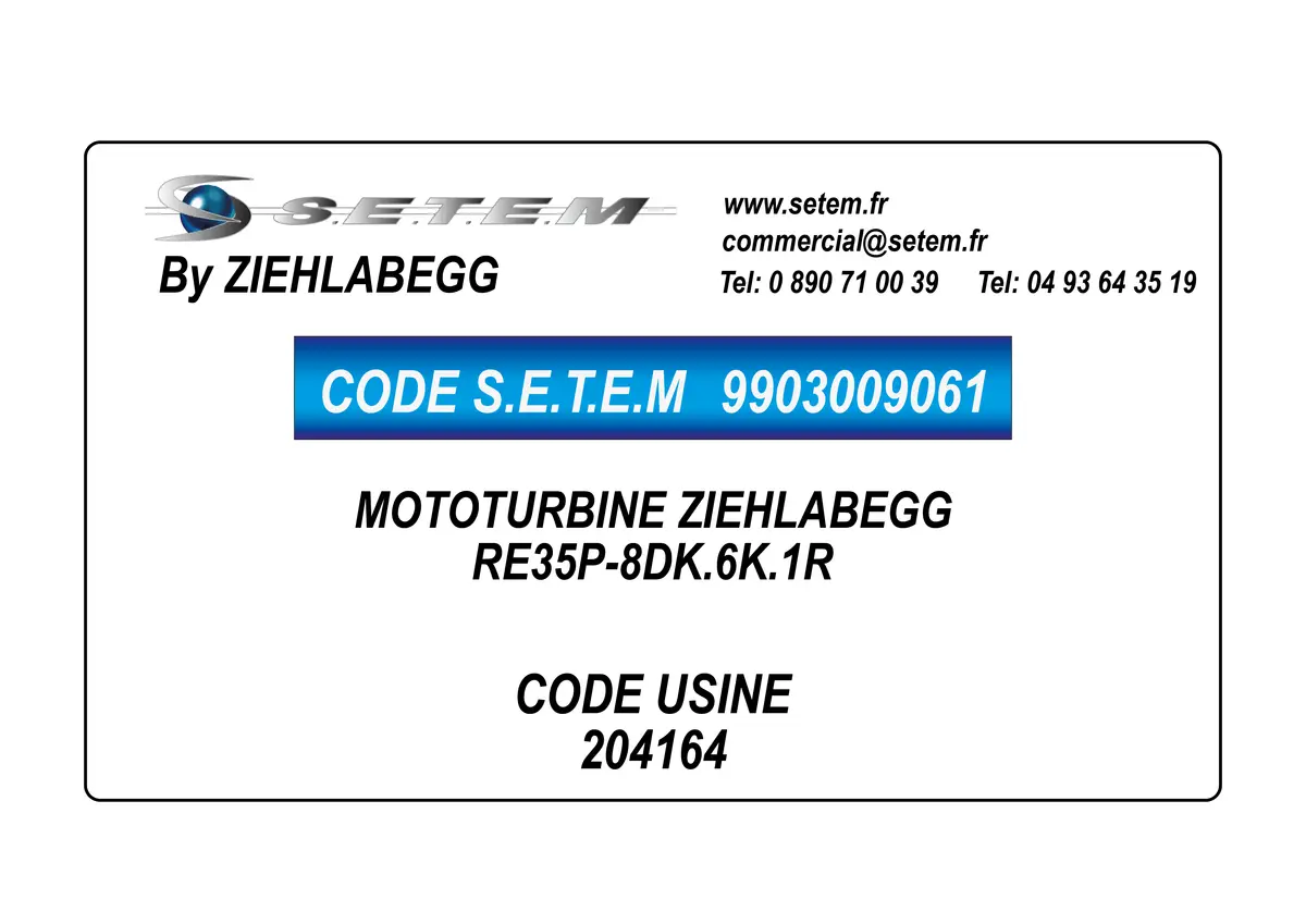 9903009061-MOTOTURBINE ZIEHLABEGG RE35P-8DK.6K.1R *204164*