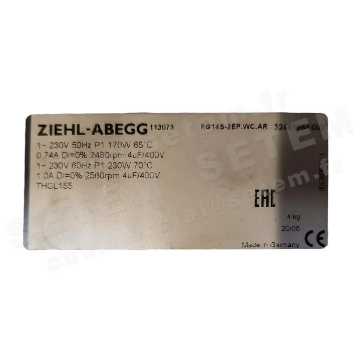 9903009067-VENTILATEUR ZIEHL ABEGG RG14S-2EP.WC.AR *113073*