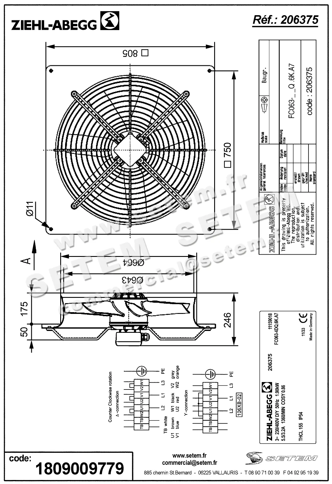 VENTILATEUR FC063-4DQ.6K.A7 *206375* 2