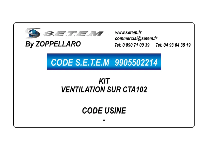 9905502214-KIT VENTILATION SUR CTA102 ZOPPELLARO